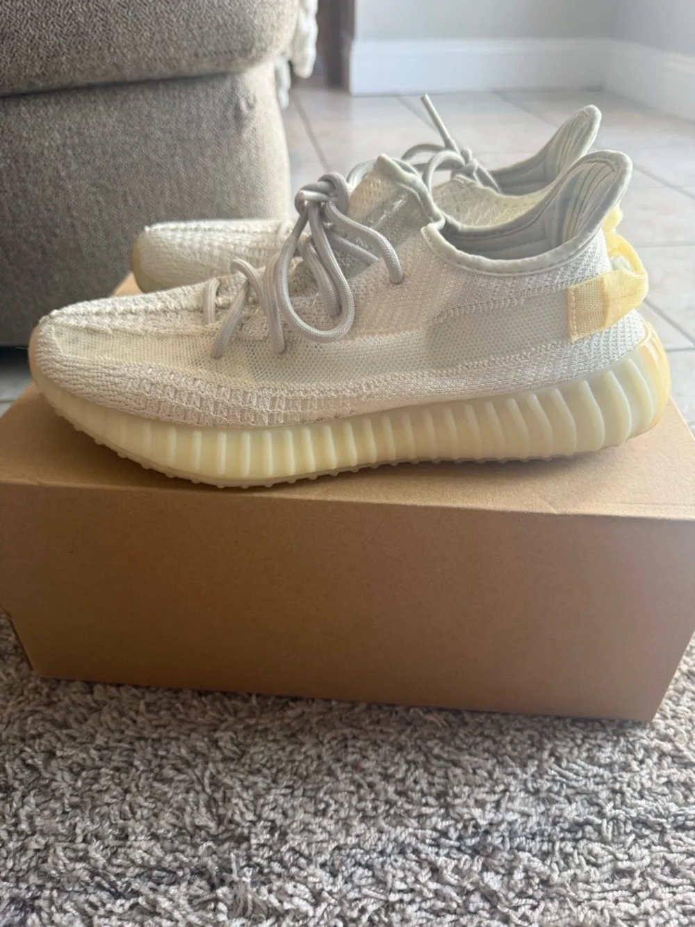 adidas Cream Yeezy-style Knit Sneakers